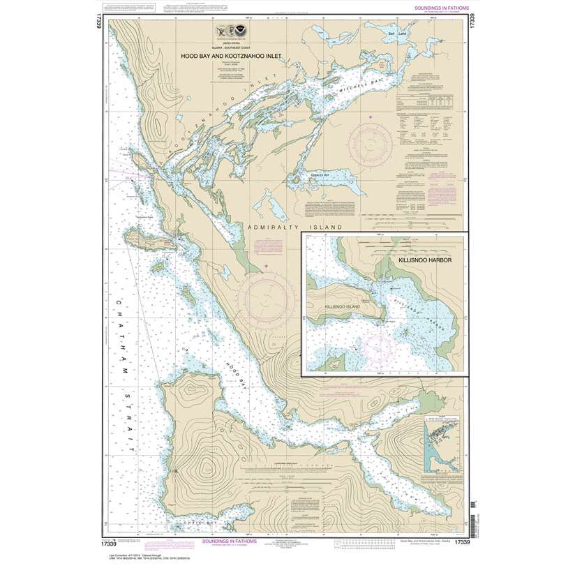 Historical NOAA Chart 17339: Hood Bay and Kootznahoo Inlet - Life Raft Professionals