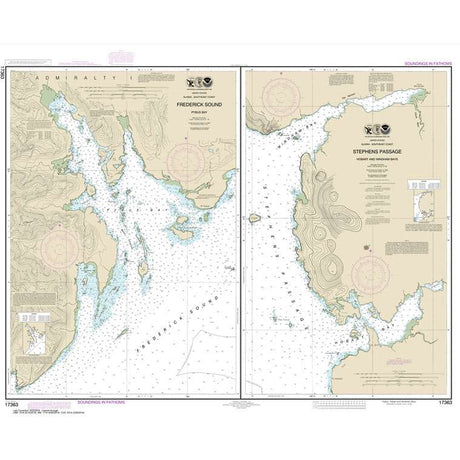 Historical NOAA Chart 17363: Pybus Bay: Frederick Sound; Hobart and Windham Bays: Stephens P. - Life Raft Professionals