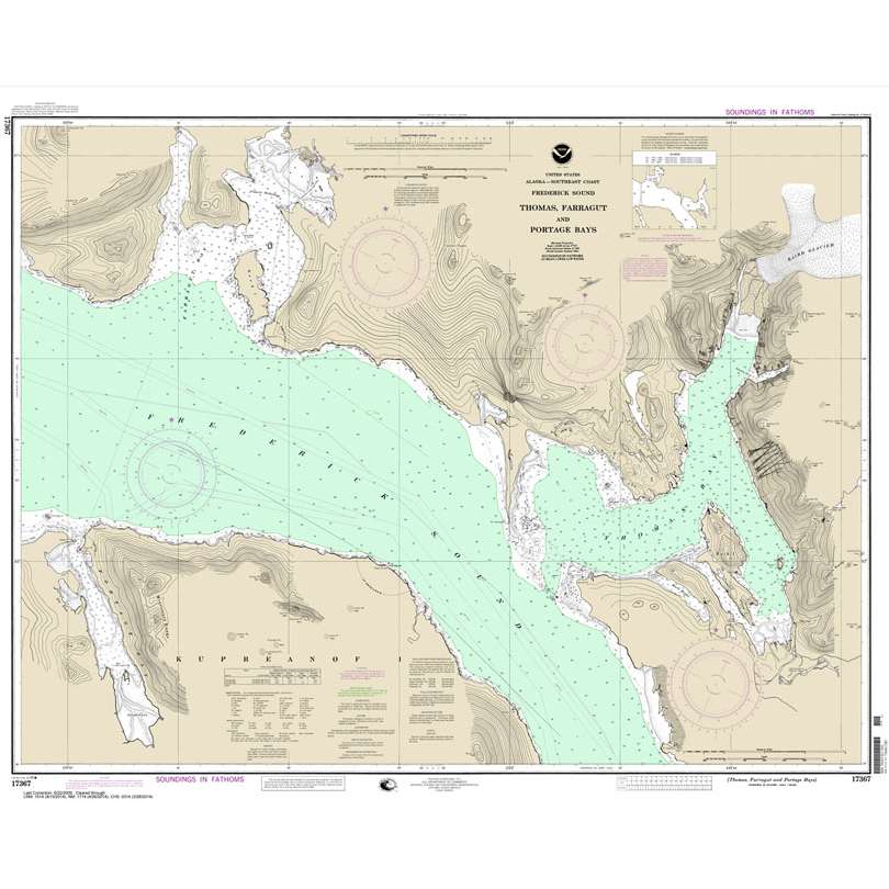 Historical NOAA Chart 17367: Thomas: Farragut: and Portage Bays: Frederick Sound - Life Raft Professionals
