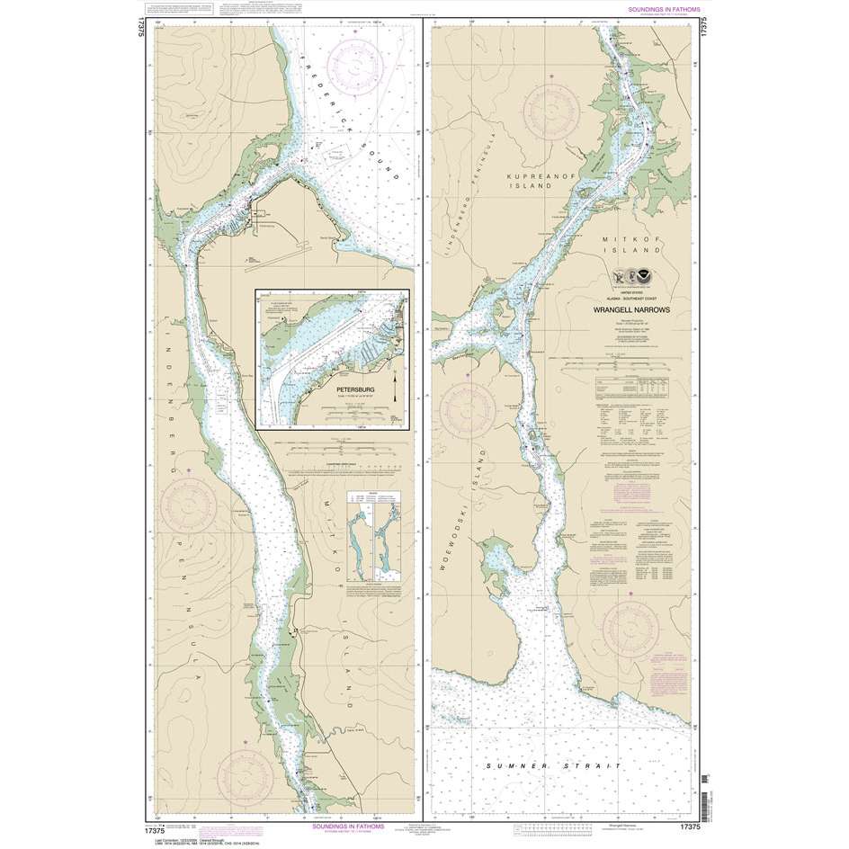 Historical NOAA Chart 17375: Wrangell Narrows; Petersburg Harbor - Life Raft Professionals