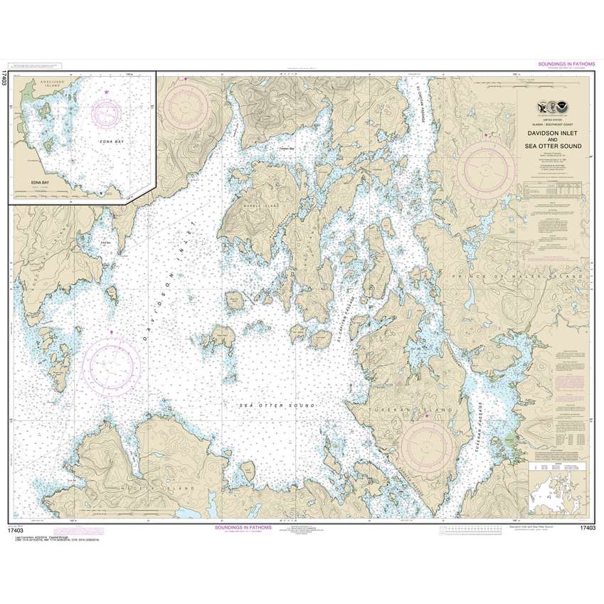 Historical NOAA Chart 17403: Davidson Inlet and Sea Otter Sound; Edna Bay - Life Raft Professionals