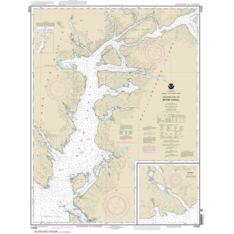 Historical NOAA Chart 17422: Behm Canal-western part; Yes Bay - Life Raft Professionals