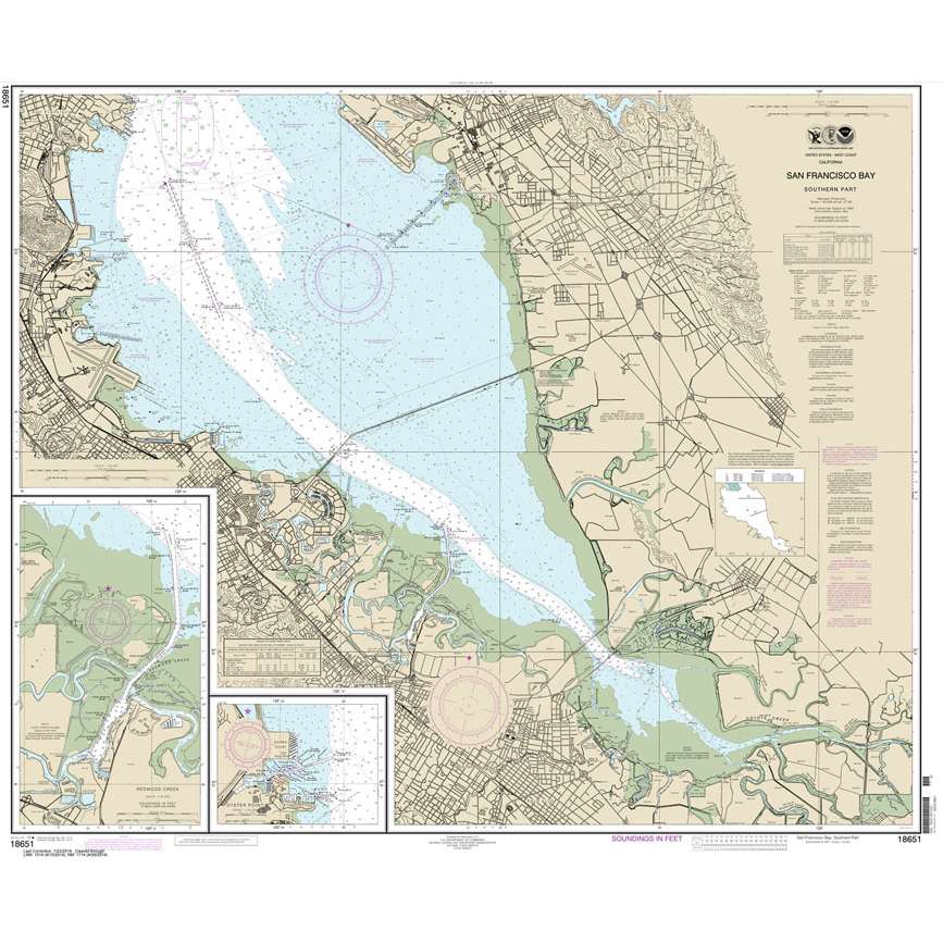 Historical NOAA Chart 18651: San Francisco Bay-southern part; Redwood Creek.; Oyster Point - Life Raft Professionals