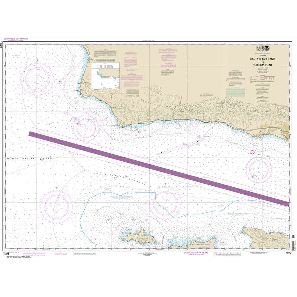 Historical NOAA Chart 18721: Santa Cruz Island to Purisima Point - Life Raft Professionals