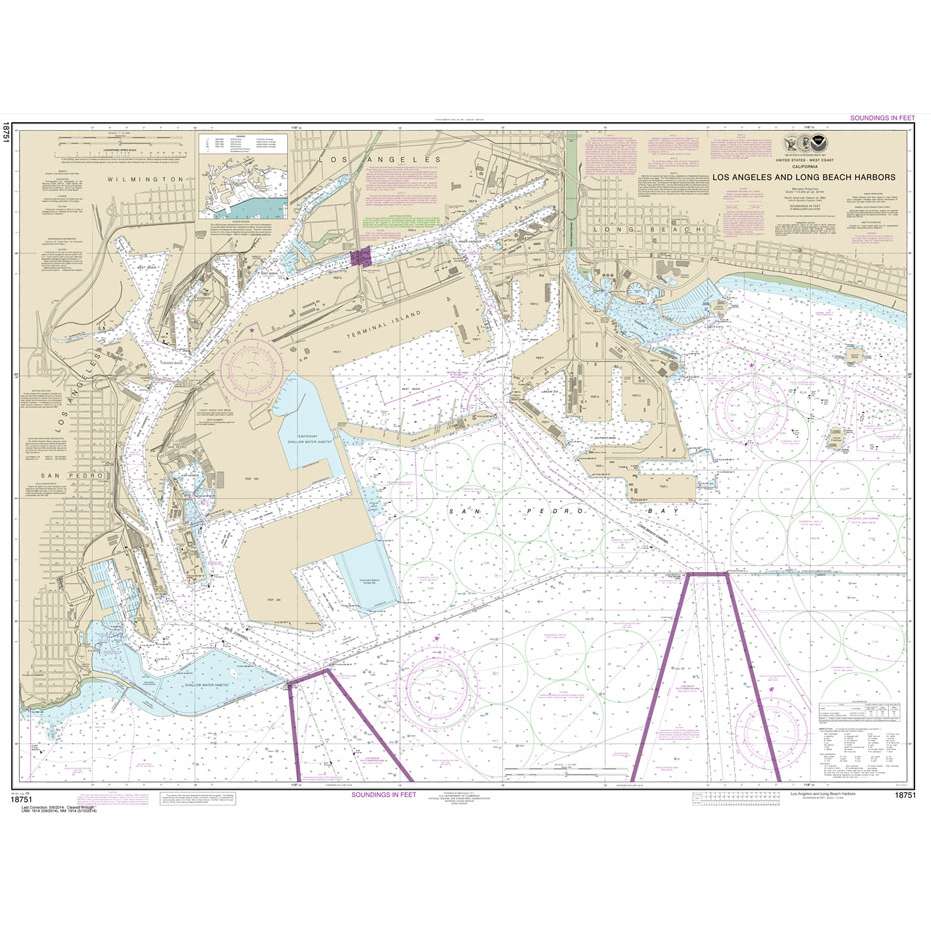 Historical NOAA Chart 18751: Los Angeles and Long Beach Harbors - Life Raft Professionals