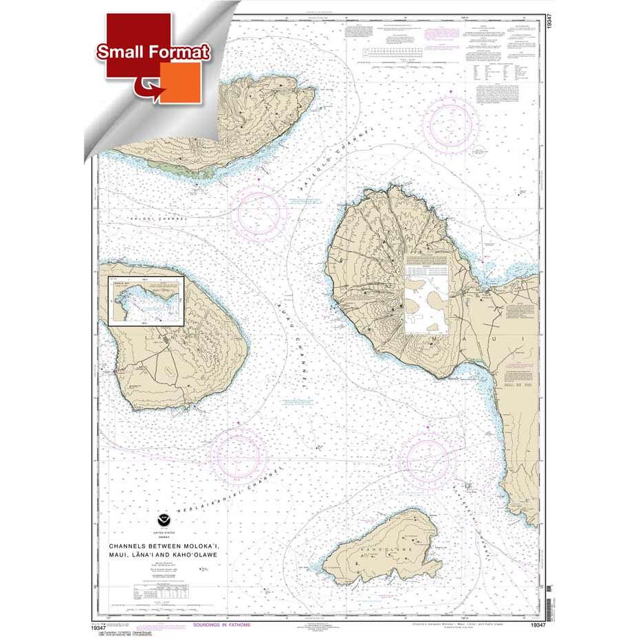 Historical NOAA Chart 19347: Channels between Molokai: Maui: Lana'i and Kaho'olawe; Manele Bay - Life Raft Professionals