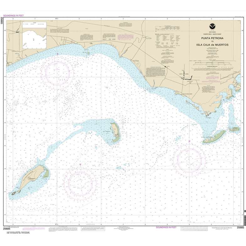 Historical NOAA Chart 25685: Punta Petrona to lsla Caja de Muertos - Life Raft Professionals