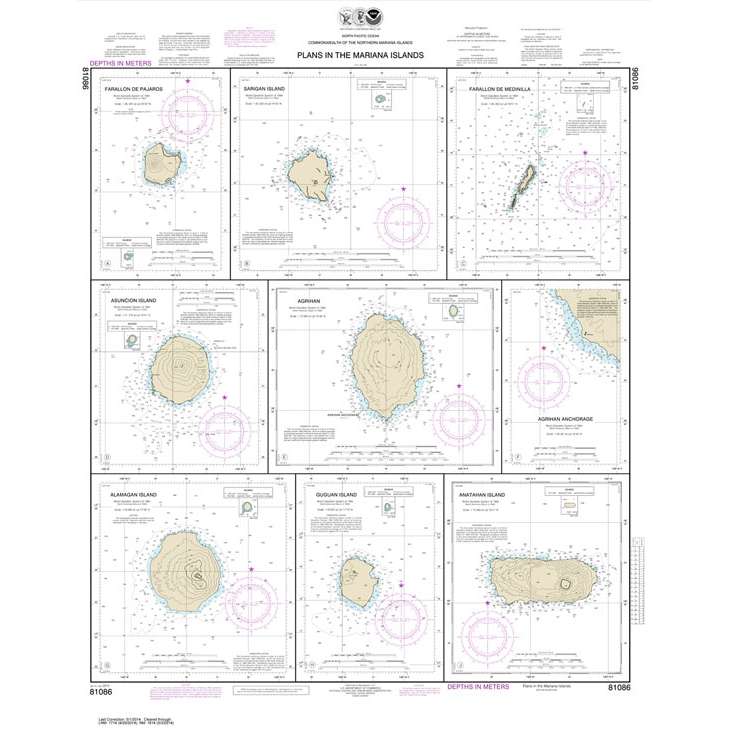 Historical NOAA Chart 81086: Plans in the Mariana Islands; Faraloon de ...