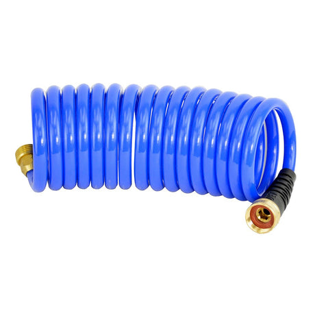 HoseCoil 15' Blue Self Coiling Hose w/Flex Relief - Life Raft Professionals