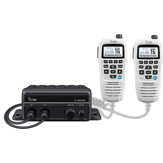 Icom M410BB GW 11 Black Box VHF w/White Command Mic 2 Command Mic Ports - Life Raft Professionals
