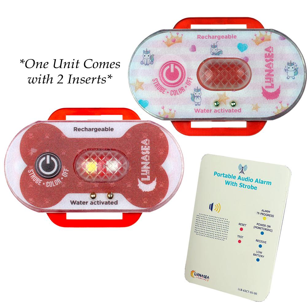 Lunasea Child/Pet Safety Water Activated Strobe Light w/RF Transmitter - Red Case, Blue Attention Light [LLB-63RB-E0-K1] - Life Raft Professionals