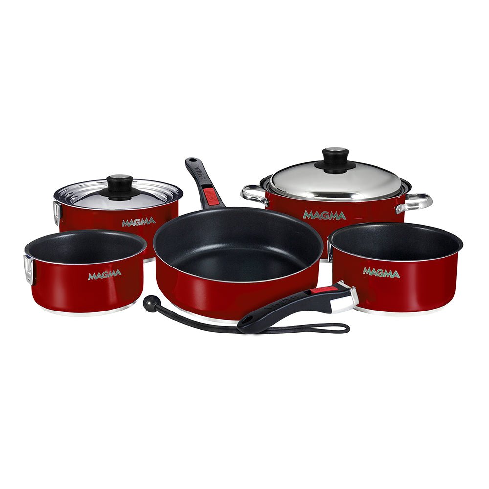 Magma Nestable 10 Piece Induction Non-Stick Enamel Finish Cookware Set - Magma Red - Life Raft Professionals