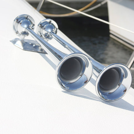 Marinco 24V Chrome Plated Dual Trumpet Air Horn - Life Raft Professionals