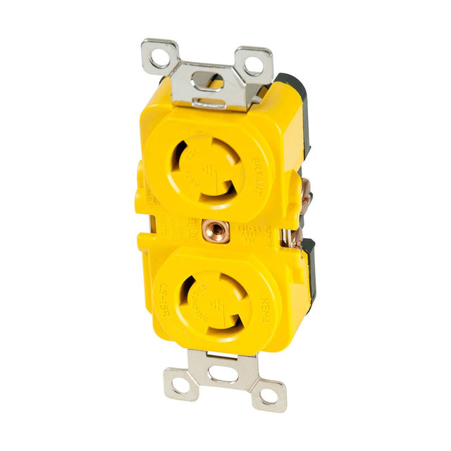 Marinco Locking Receptacle - 15A, 125V - Yellow - Life Raft Professionals