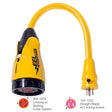 Marinco P15-30 EEL 30A-125V Female to 15A-125V Male Pigtail Adapter - Yellow - Life Raft Professionals