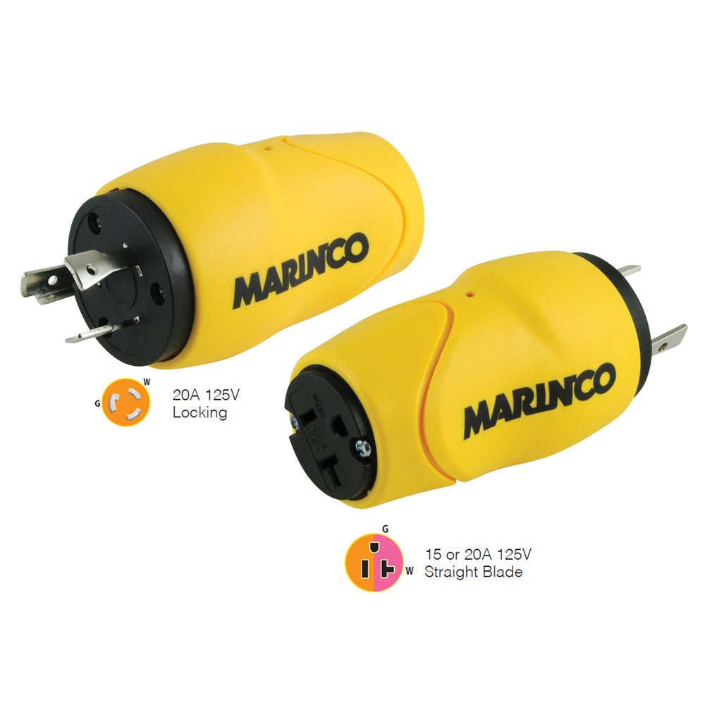 Marinco Straight Adapter 20Amp Locking Male Plug to 15Amp Straight Female Adapter - Life Raft Professionals