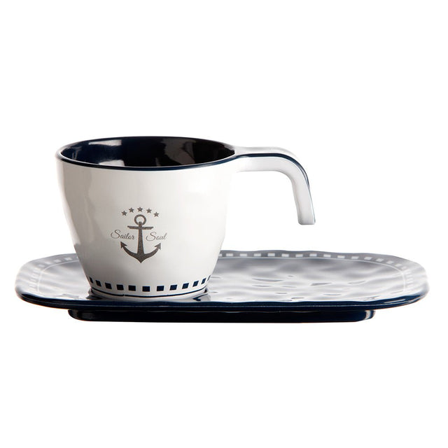 Marine Business Melamine Espresso Cup Plate Set - SAILOR SOUL - Set of 6 - Life Raft Professionals