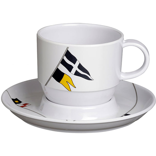 Marine Business Melamine Tea Cup Plate Breakfast Set - REGATA - Set of 6 - Life Raft Professionals