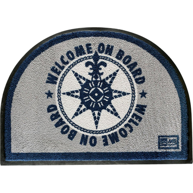 Marine Business Non-Slip WELCOME ON BOARD Half-Moon-Shaped Mat - Blue/Grey - Life Raft Professionals