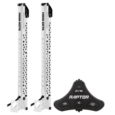 Minn Kota Raptor Bundle Pair - 10' White Shallow Water Anchors w/Active Anchoring Footswitch Included - Life Raft Professionals