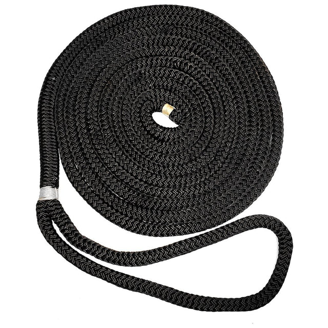 New England Ropes 1/2" Double Braid Dock Line - Black - 15 - Life Raft Professionals