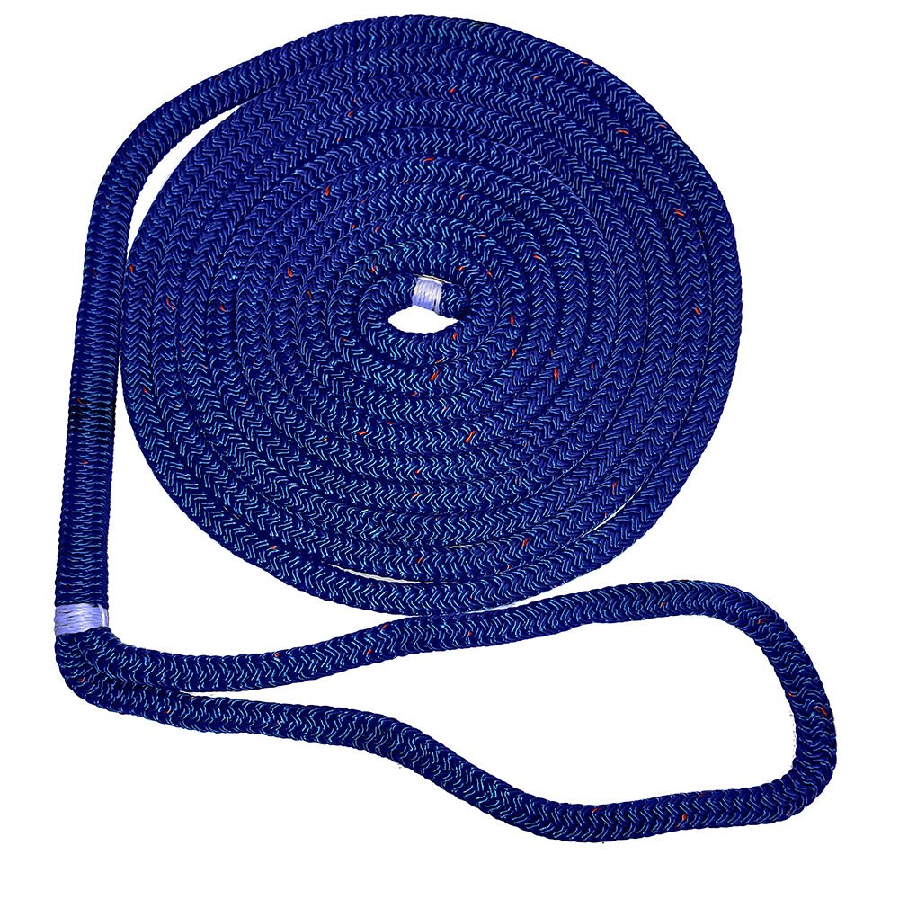 New England Ropes 1/2" Double Braid Dock Line - Blue w/Tracer - 35 - Life Raft Professionals