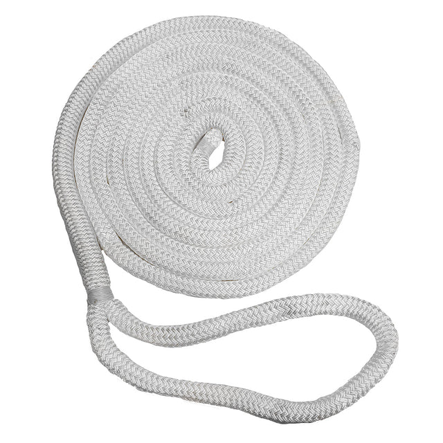 New England Ropes 1/2" Double Braid Dock Line - White - 25 - Life Raft Professionals
