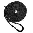 New England Ropes 1/2" Premium 3-Strand Dock Line - Black - 15 - Life Raft Professionals