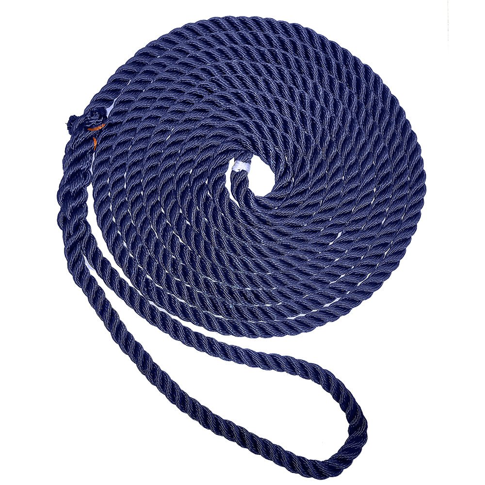 New England Ropes 3/8" Premium 3-Strand Dock Line - Navy Blue - 25 - Life Raft Professionals
