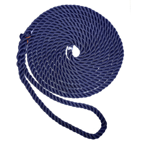 New England Ropes 3/8" Premium 3-Strand Dock Line - Navy Blue - 25 - Life Raft Professionals