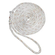 New England Ropes 3/8" Premium 3-Strand Dock Line - White w/Tracer - 15 - Life Raft Professionals
