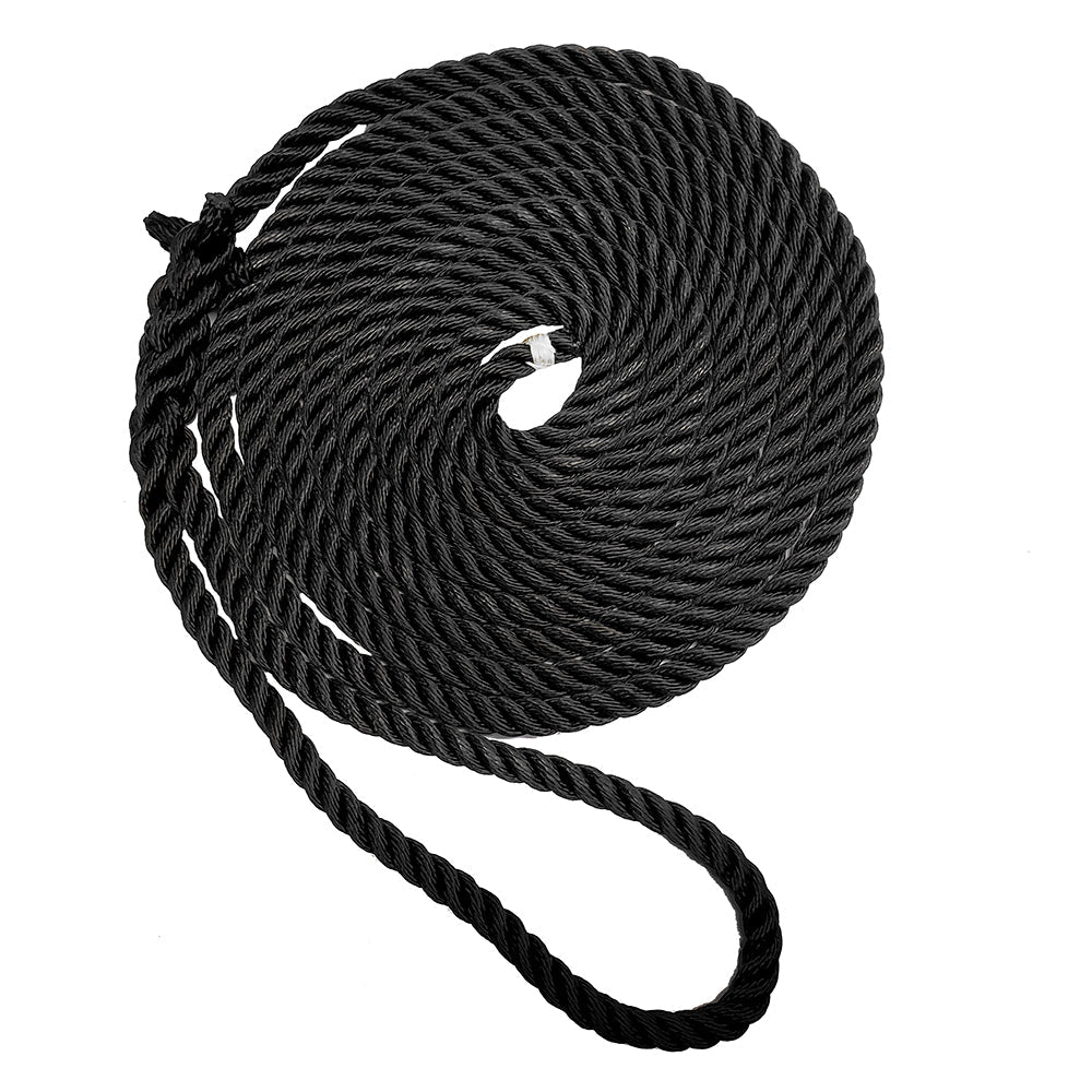 New England Ropes 5/8" Premium 3-Strand Dock Line - Black - 15 - Life Raft Professionals