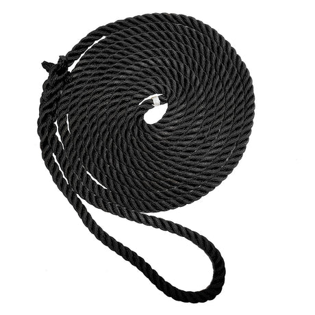 New England Ropes 5/8" Premium 3-Strand Dock Line - Black - 15 - Life Raft Professionals