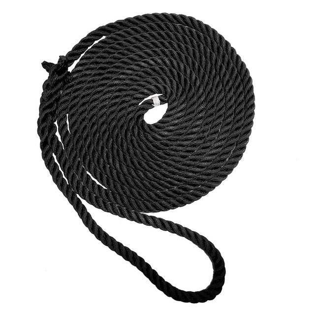 New England Ropes 5/8" Premium 3-Strand Dock Line - Black - 15 - Life Raft Professionals