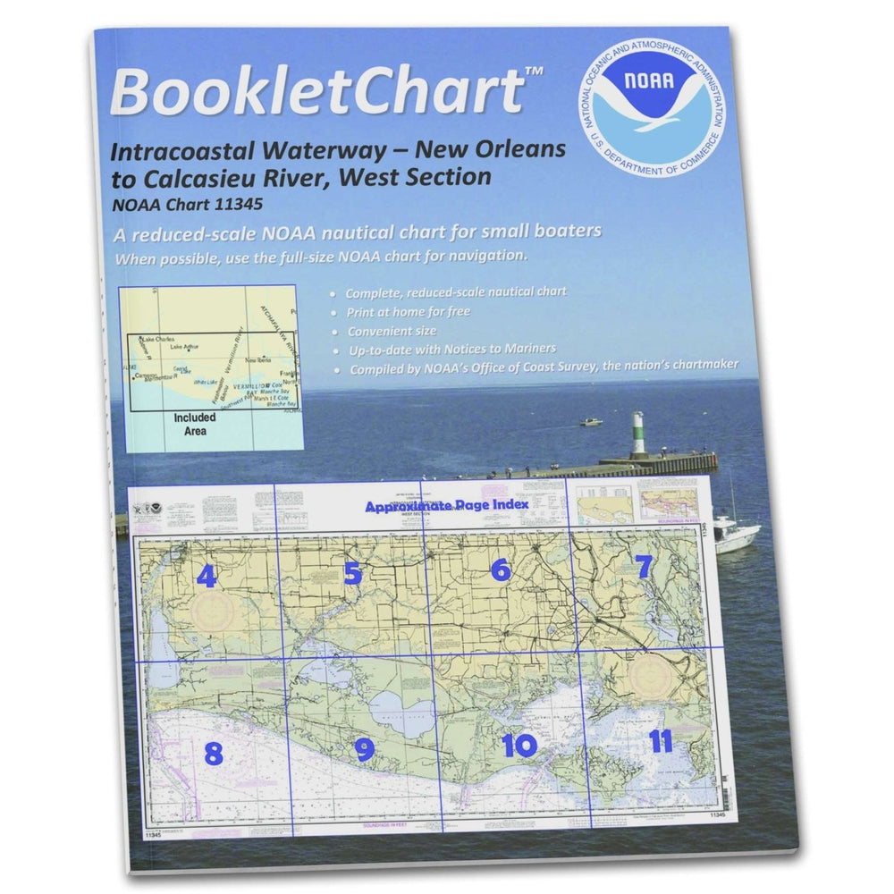 NOAA Booklet Chart 11345: Intracoastal Waterway New Orleans to Calcasieu River West Section - Life Raft Professionals