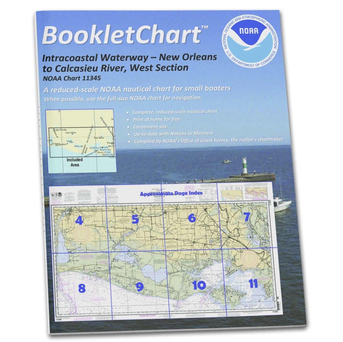 NOAA Booklet Chart 11345: Intracoastal Waterway New Orleans to Calcasieu River West Section - Life Raft Professionals