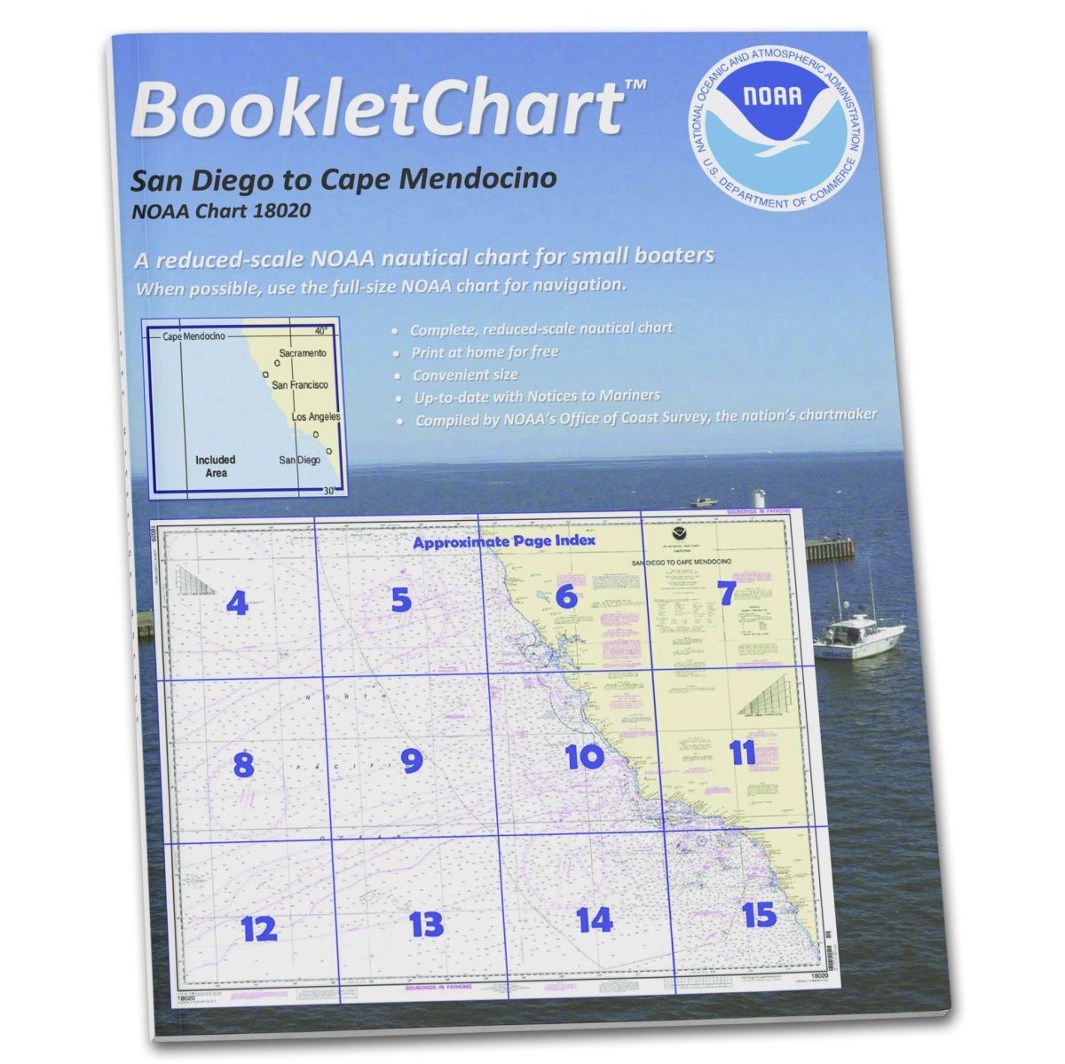 NOAA Booklet Chart 18020: San Diego to Cape Mendocino - Life Raft Professionals