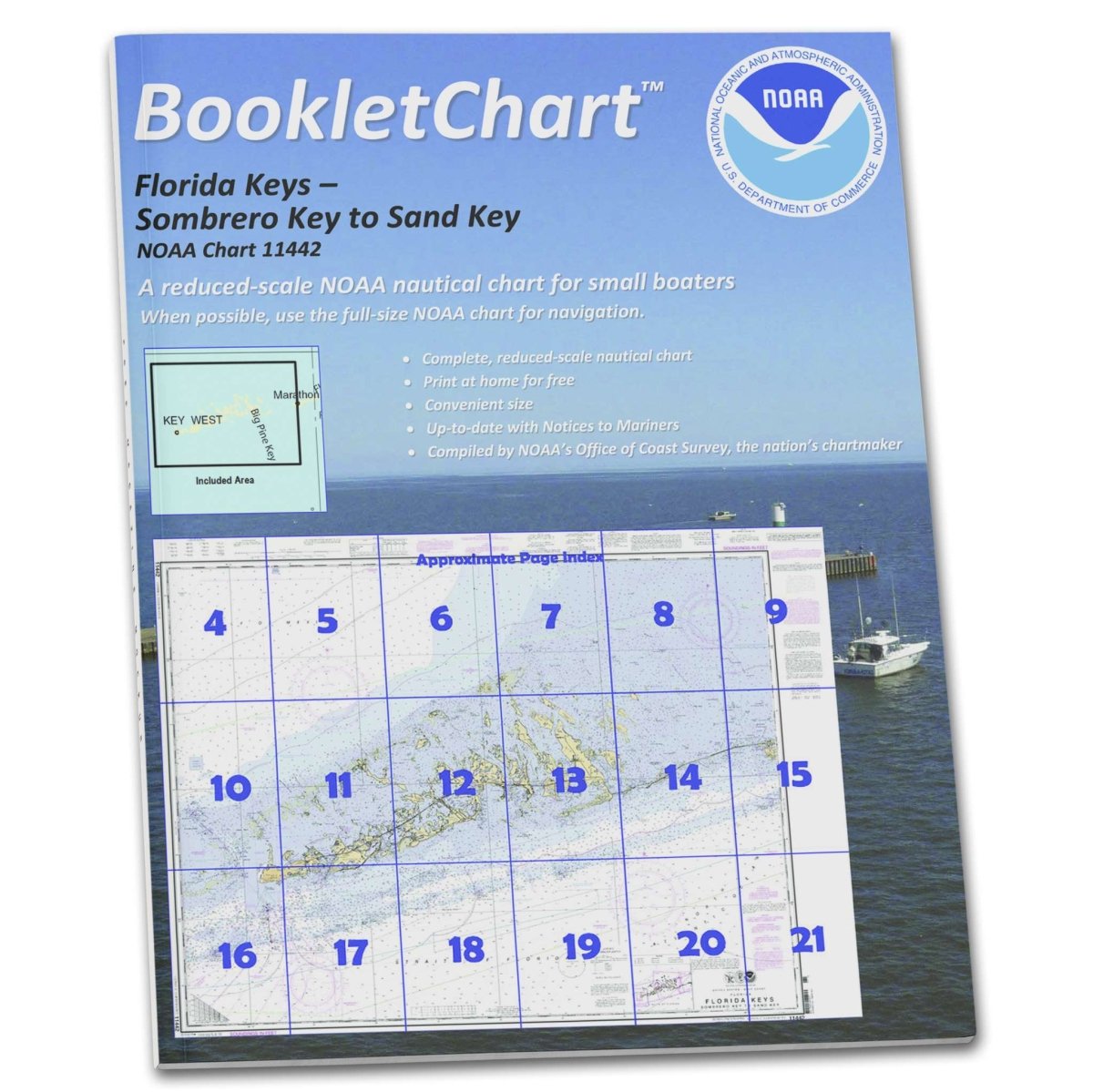 NOAA BookletChart 11442: Florida Keys Sombrero Key to Sand Key, Handy 8.5" x 11" Size. Paper Chart Book Designed for use Aboard Small Craft - Life Raft Professionals