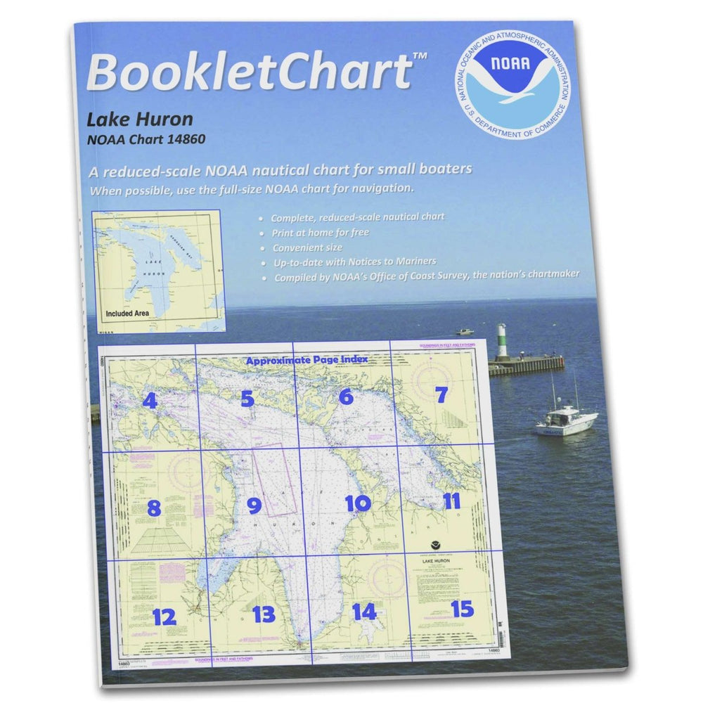 NOAA BookletChart 14860: Lake Huron, Handy 8.5" x 11" Size. Paper Chart Book Designed for use Aboard Small Craft - Life Raft Professionals