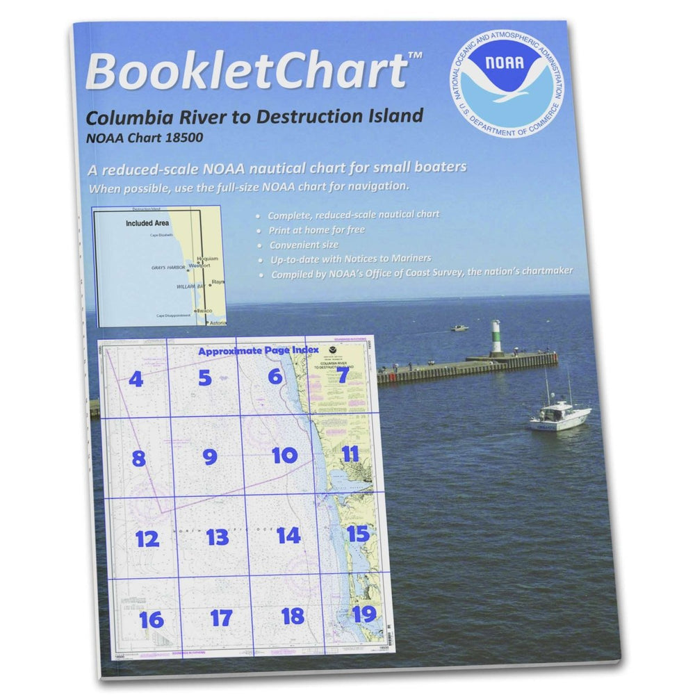 NOAA BookletChart 18500: Columbia River to Destruction Island, Handy 8.5" x 11" Size. Paper Chart Book Designed for use Aboard Small Craft - Life Raft Professionals