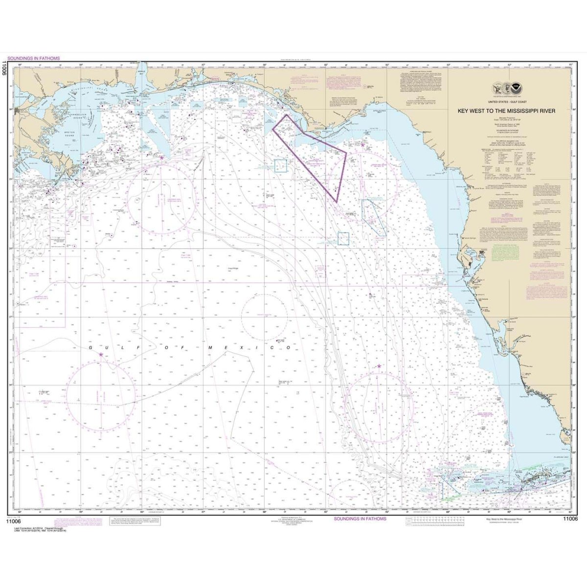 NOAA Chart 11006: Key West to Mississippi River - Life Raft Professionals