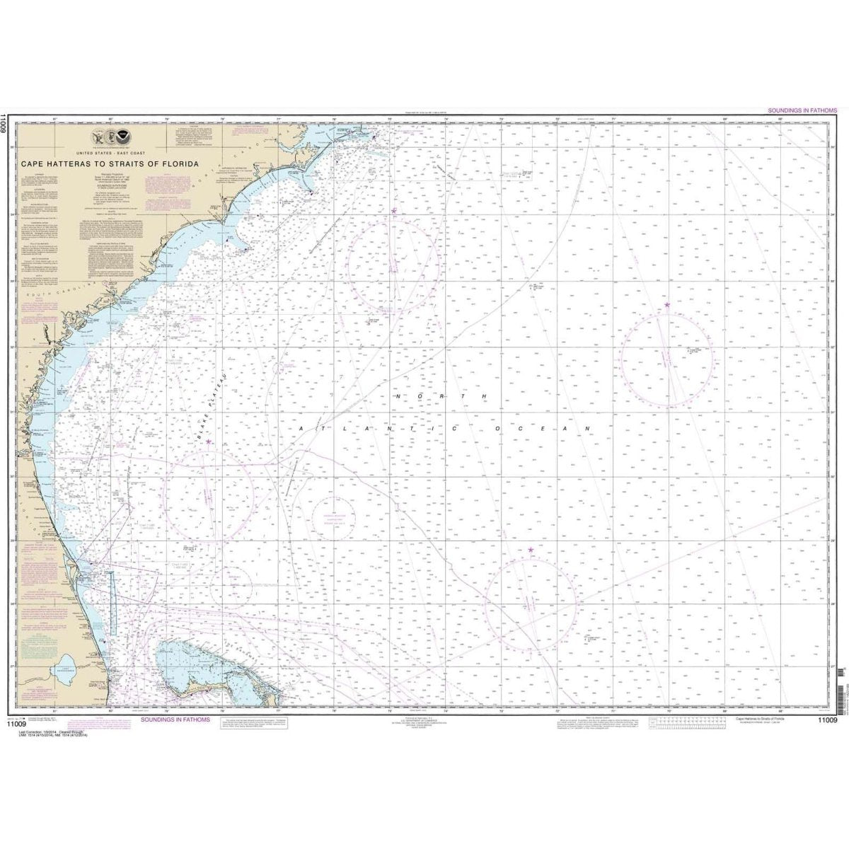NOAA Chart 11009: Cape Hatteras to Straits of Florida - Life Raft Professionals