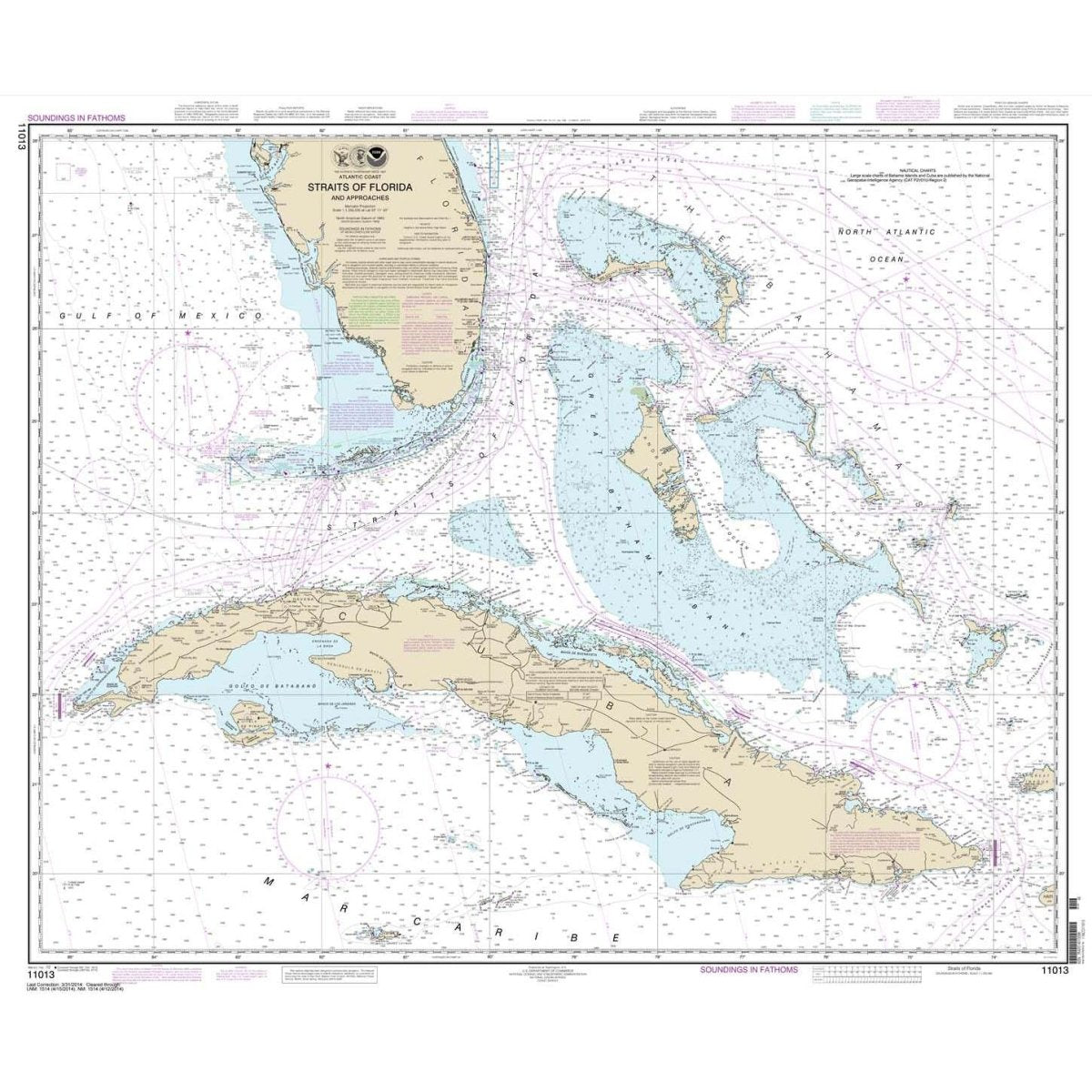 NOAA Chart 11013: Straits of Florida and Approaches - Life Raft Professionals