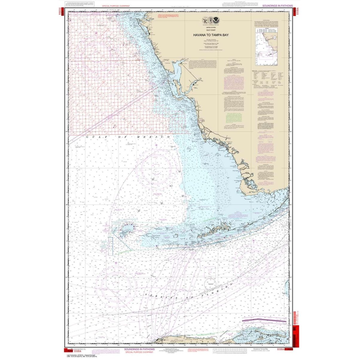 NOAA Chart 1113A: Havana to Tampa Bay (Oil and Gas Leasing Areas) - Life Raft Professionals