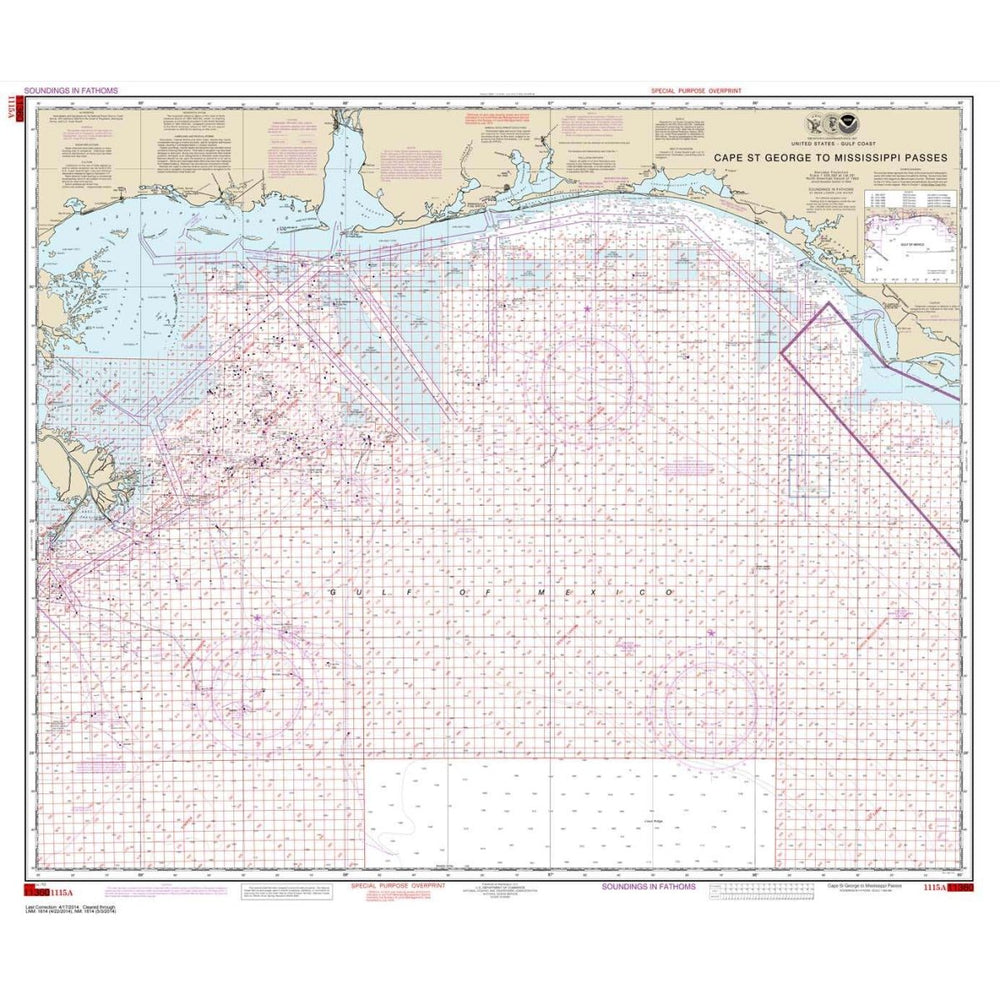 NOAA Chart 1115A: Cape St. George to Mississippi Passes (Oil and Gas Leasing Areas) - Life Raft Professionals