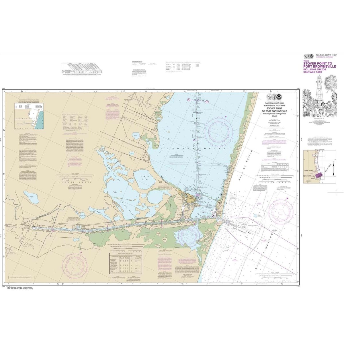 NOAA Chart 11302: Intracoastal Waterway Stover Point to Port Brownsville: including Brazos Santiago Pass - Life Raft Professionals