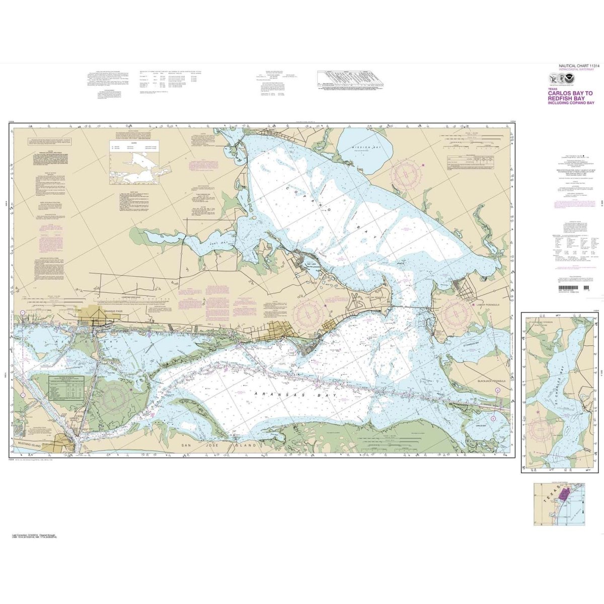 NOAA Chart 11314: Intracoastal Waterway Carlos Bay to Redfish Bay: including Copano Bay - Life Raft Professionals