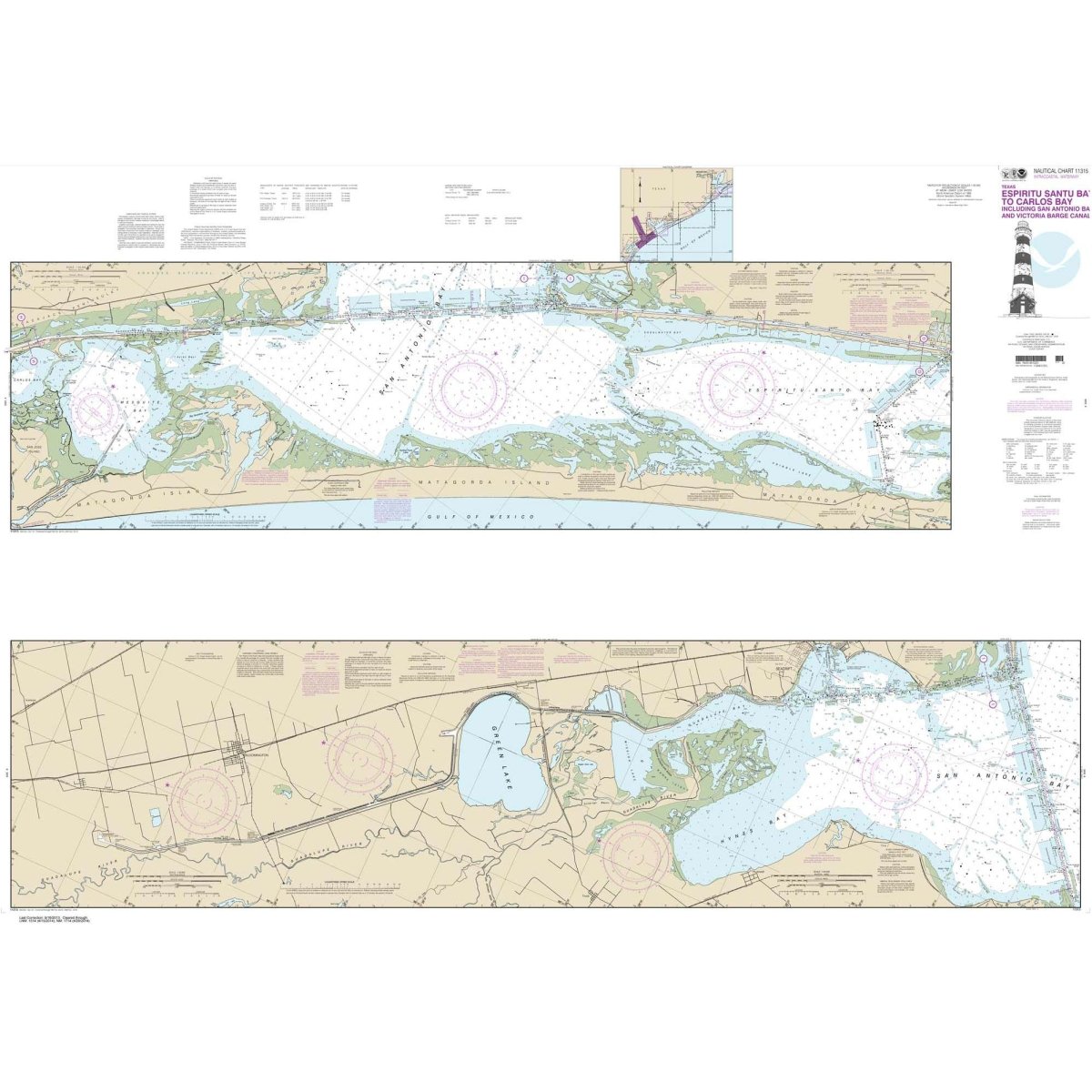 NOAA Chart 11315: Intracoastal Waterway Espiritu Santo Bay to Carlos Bay including San Antonio Bay and Victoria Barge Canal - Life Raft Professionals