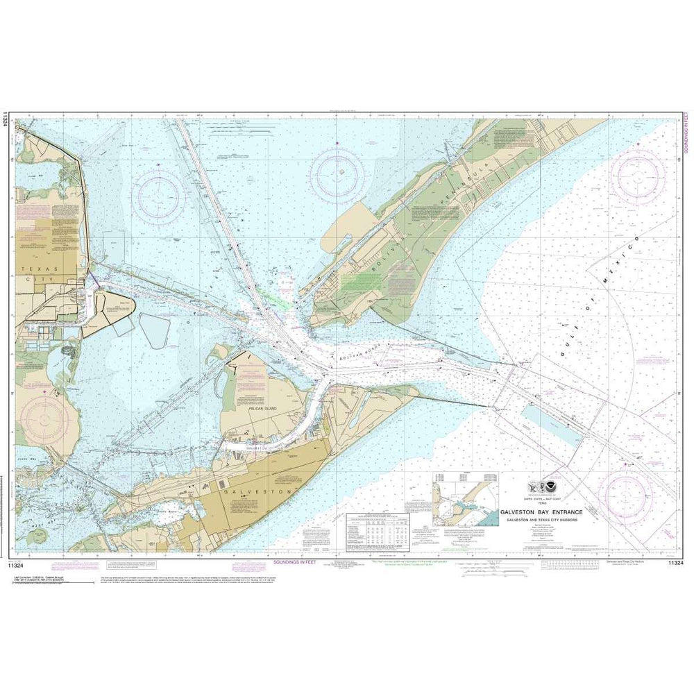 NOAA Chart 11324: Galveston Bay Entrance Galveston and Texas City Harbors - Life Raft Professionals