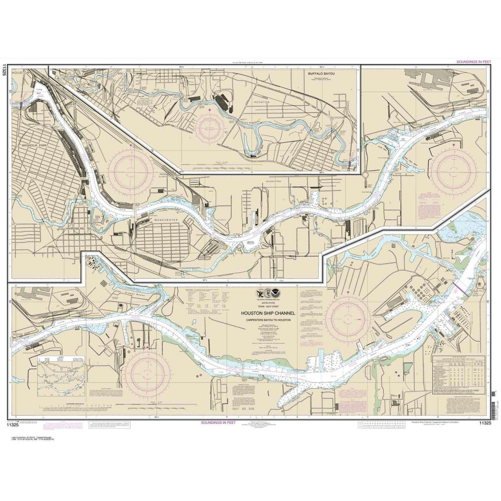 NOAA Chart 11325: Houston Ship Channel Carpenters Bayou to Houston - Life Raft Professionals